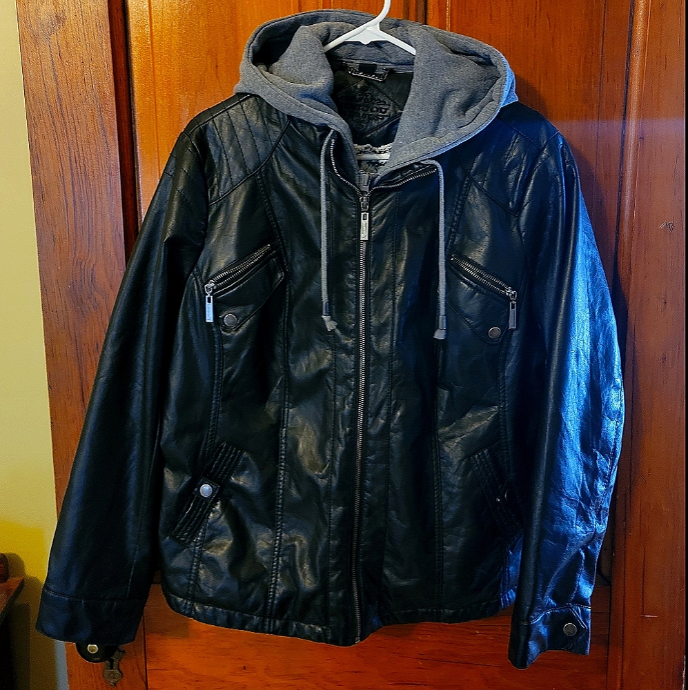Jou Jou faux leather jacket with detachable hood